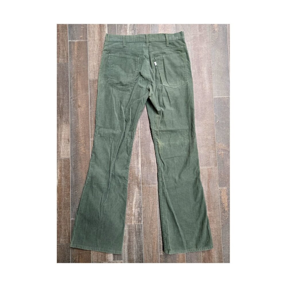 STYLISH LEVI'S GREEN CORDUROY FLARED JEANS 32X32 WIDE LEG HIPSTER JEANS - Picture 4 of 7